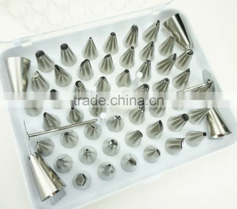 42156 52 Pcs 304 Stainless Steel Cake Master Decorating Tip Set, with Hinged Storage Box