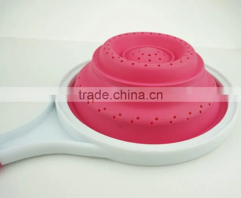 16071 SILICONE Heat resistant foldable silicone pasta strainer Silicone Colander Collapsible Strainer