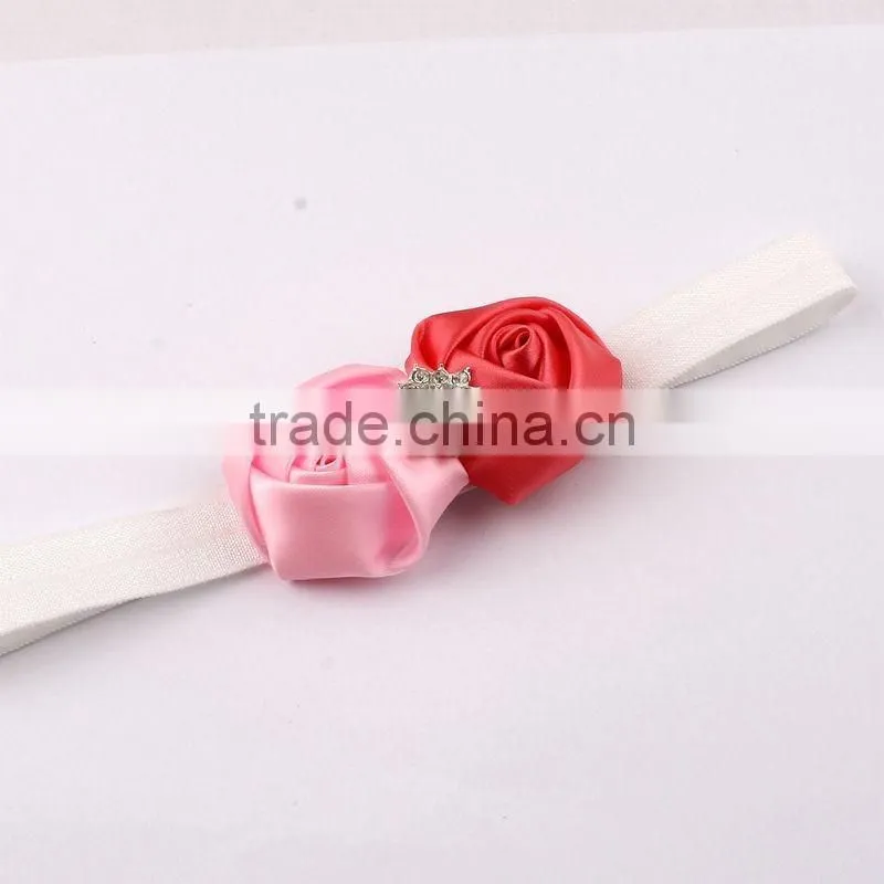 rolled handmade rose flower headband satin flower hair band