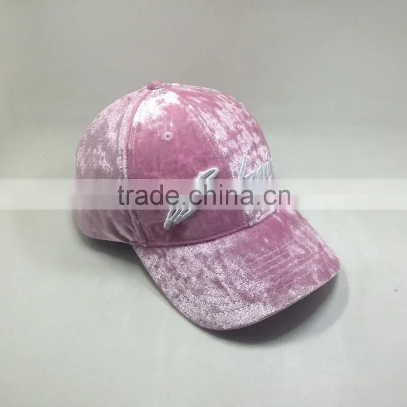 100% Velvet Fabric Baseball Caps Custom Color