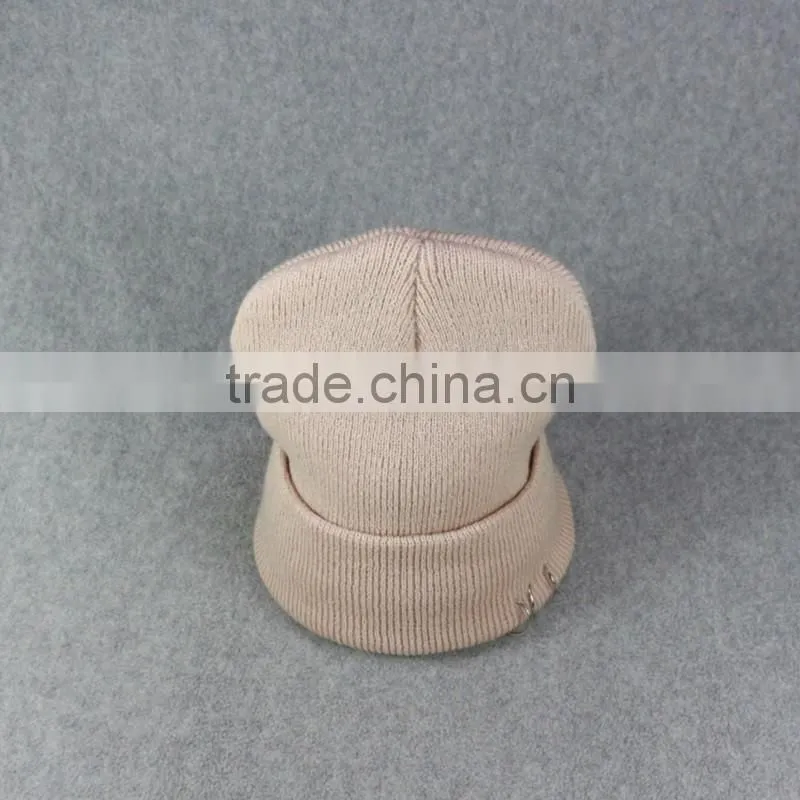 Hoop Ring 100% Acrylic Winter Hats And Blank CC Beanies