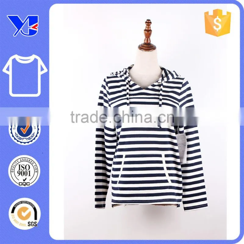 Sporters comfortable wear opening functional pocket fleece stripe hoodie