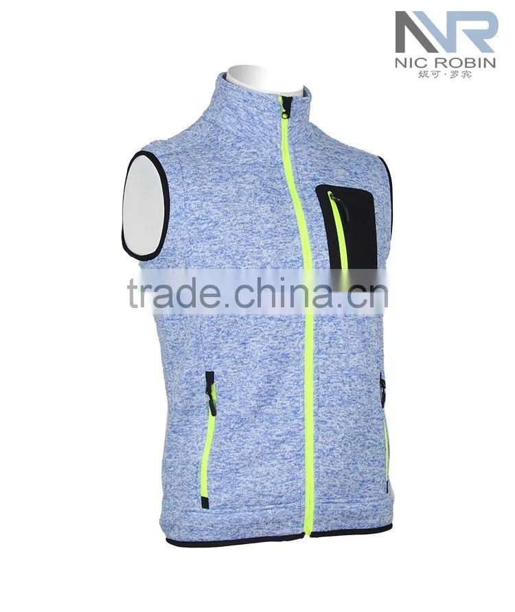 Stylish High-Necked Men Vest Jacket Fleece With Fluorescent Zipper