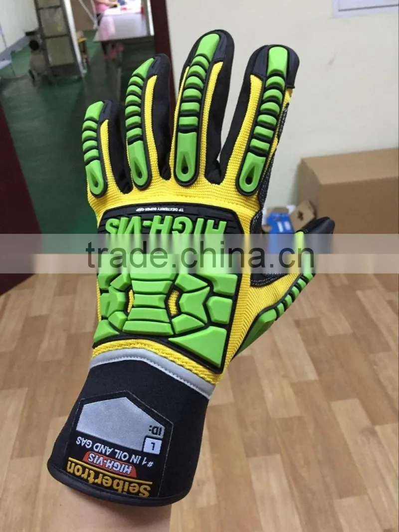 CE 4543 oil and gas cut proof PVC dotted high impact resistant safety gloves