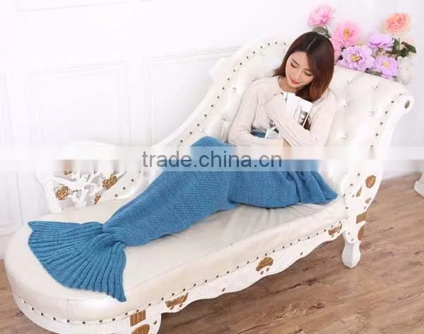 wholesale 2016 high quality winter Knitted Mermaid Tail Blanket