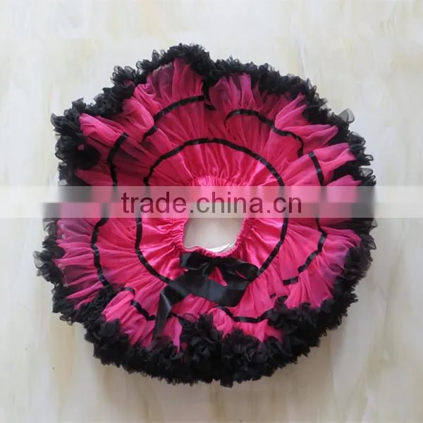 Girls Petti skirt Design princess girls dress normal style chiffon material red and black tutu skirt