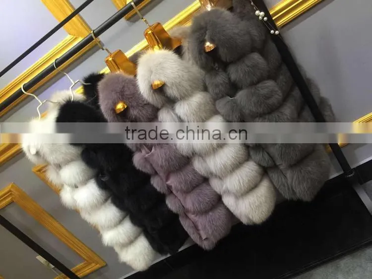 100% Real Genuine Fox Fur Long Vest Gilet Waistcoat Jacket Ladies Luxury Warm