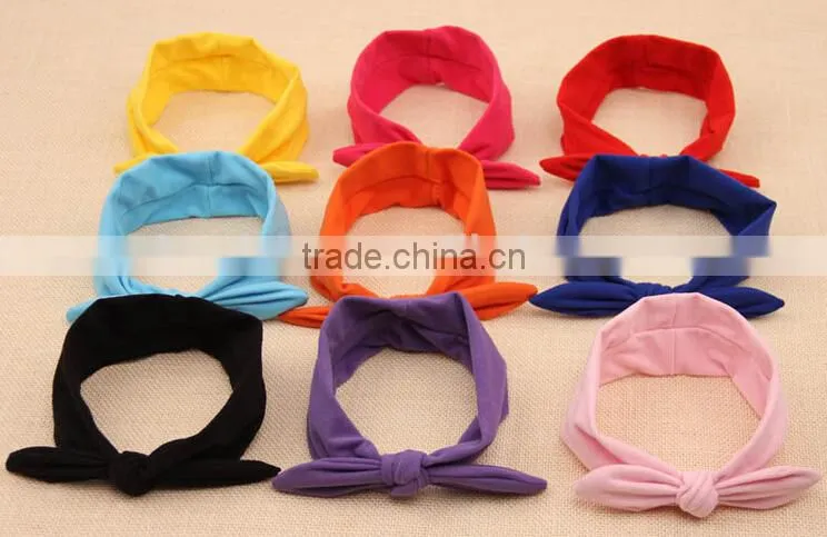 solid color bow style cotton kids headband, kids cotton fabric headband