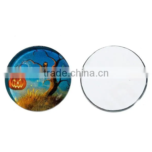 Glass Dome Seals Cabochons Round Flatback Multicolor Halloween Pumpkin Tree Pattern Transparent 20mm Dia