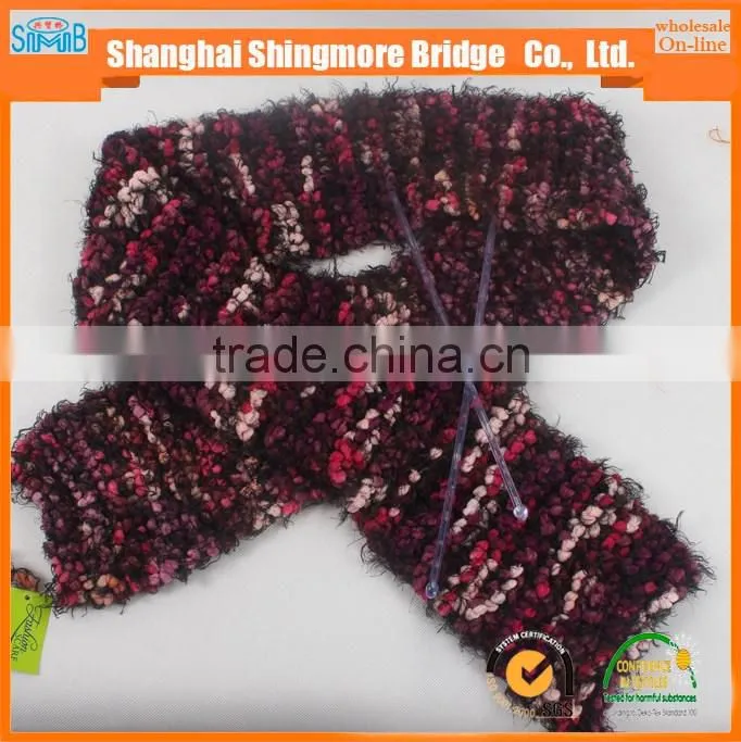 China textile yarn factory direct wholesale oeko tex certified polyester spun dyed yarn feather pompom yarn for knitting scarf