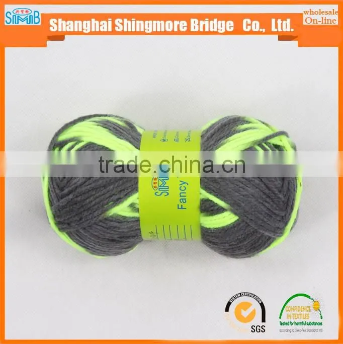 Knitted yarns China supplier cheapest wholesale oeko tex certified 100% acrylic yarn, space dyeing multicolor yarn for scarf
