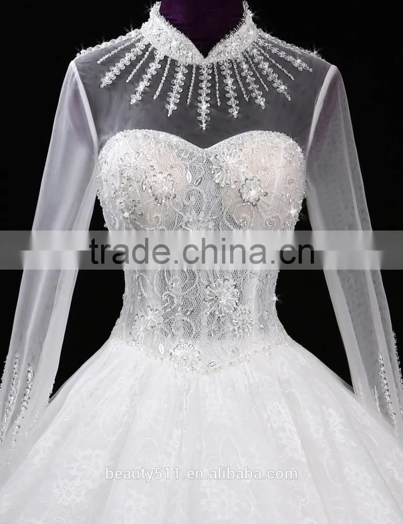 2017 sweetheart mermaid lace mermaid color wedding dress bridal for bride High neck bridal dress F11401