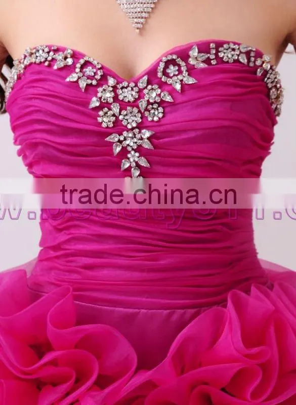 Astergarden real photo Sweetheart Beading Rose Prom Organza Cocktail dress AS145