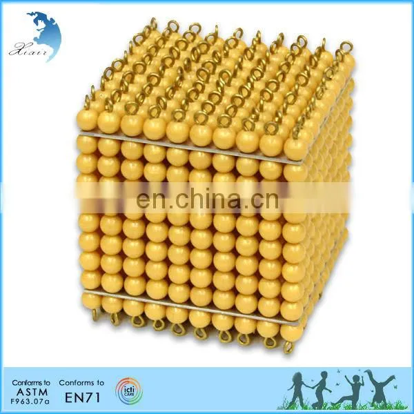 Preschool Wooden Educational Montessori Material EN71 Mathematic Toy Golden Bead Bank Game - Nylon Connected Beads