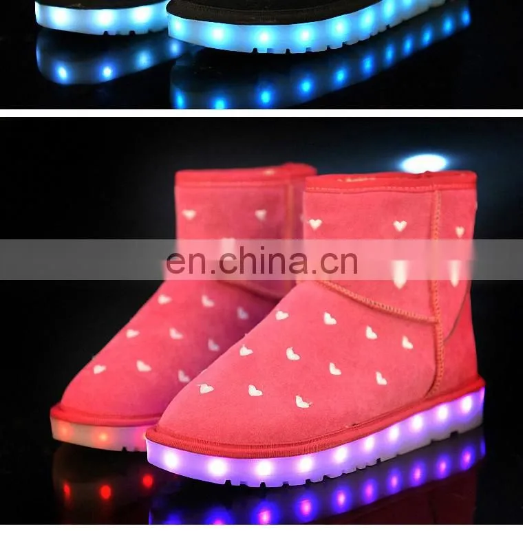 Wholesale cool light up winter snow boots ladies fashion led shoes woman