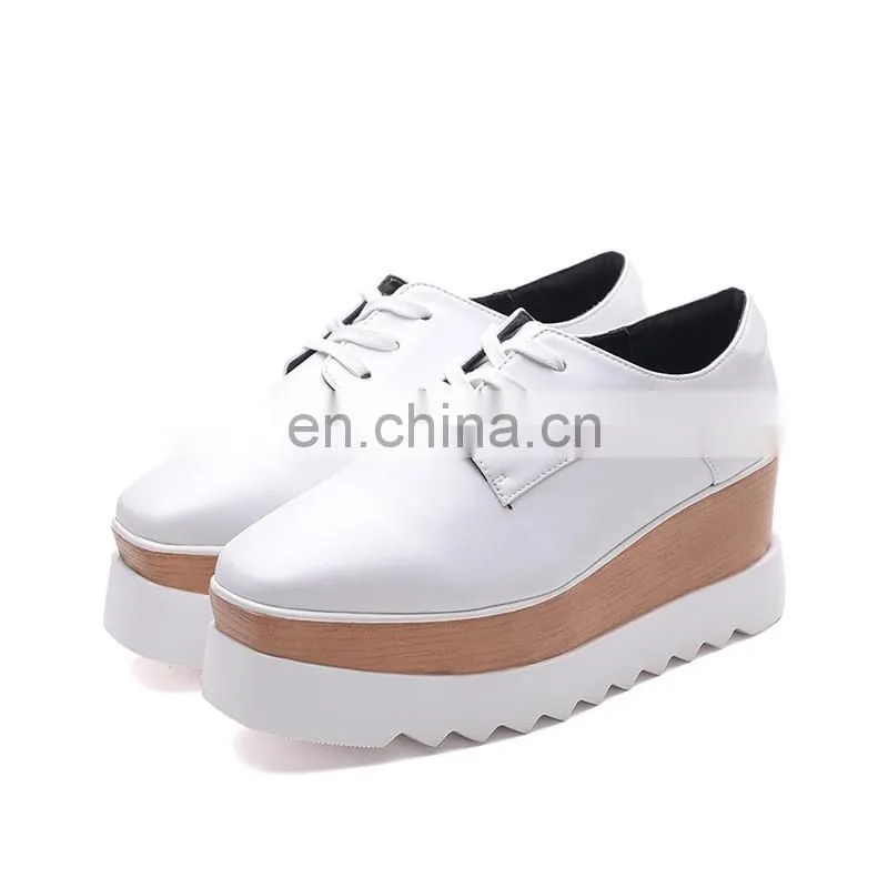 Wholesale high heel platform shoes women leather shoe flat 2017