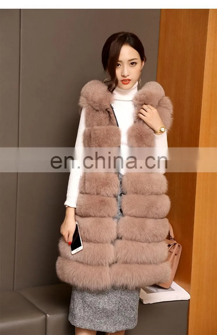 2015 Top Quality Lovely Fur Vests Women Outer Wear Vest Real Blue Fox Fur Coat China