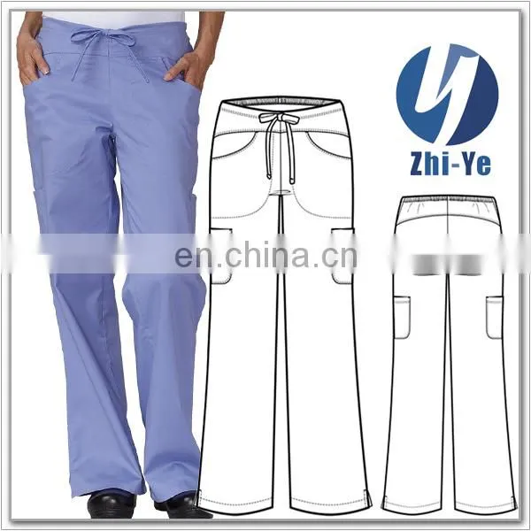 hospital style cargo pocket stretch flare leg scrub pants