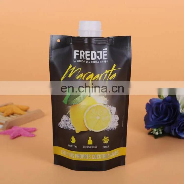 Custom cheap price food grade juice/wine/milk packaging spout pouch stand up pouch with spout