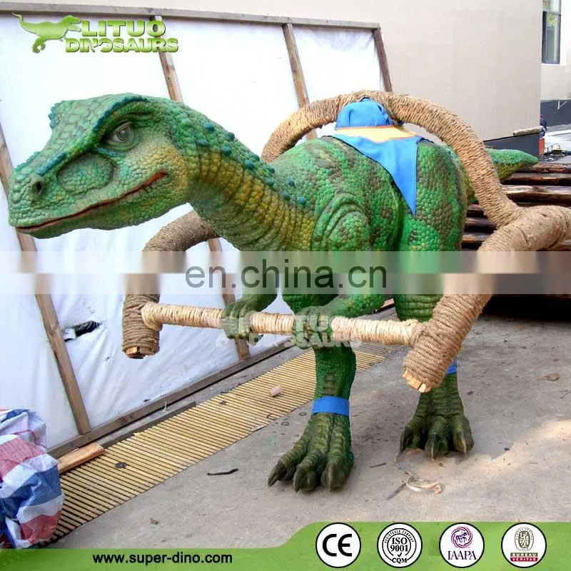 Walking Dinosaur with Cart in Amusement Park
