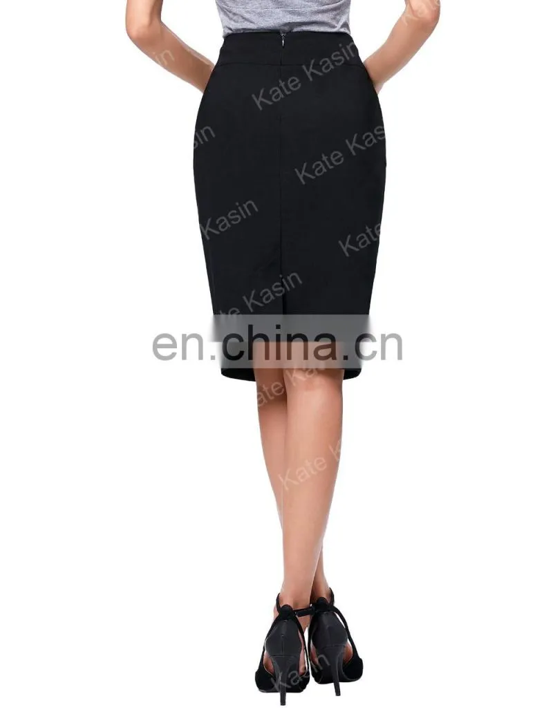 Kate Kasin Occident Women's OL High Stretchy Hips-Wrapped Pencil Skirt 24" KK000275-1