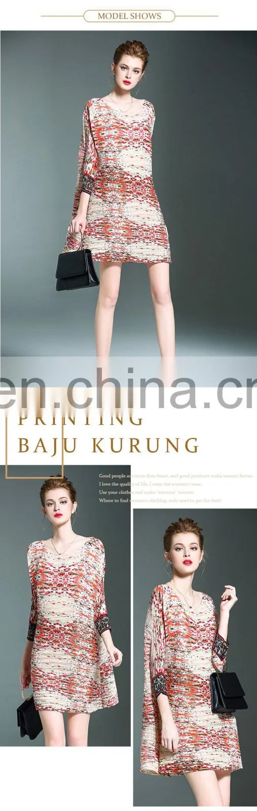 Prints floral fashion china dress for women summer pleats issey design