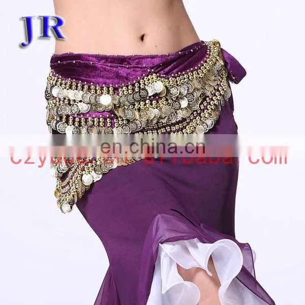 Egyptian style professional gold coins velvet belly dance hip scarf Y-2006#