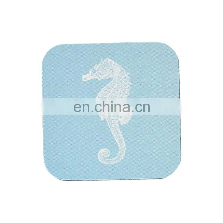 Custom polyester fabric recycled rubber drink coaster with rubber bottom