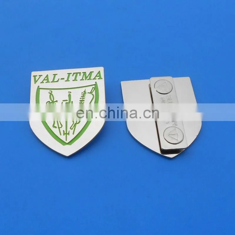 2017 rectangle shape name badge for hotel staff metal name plate