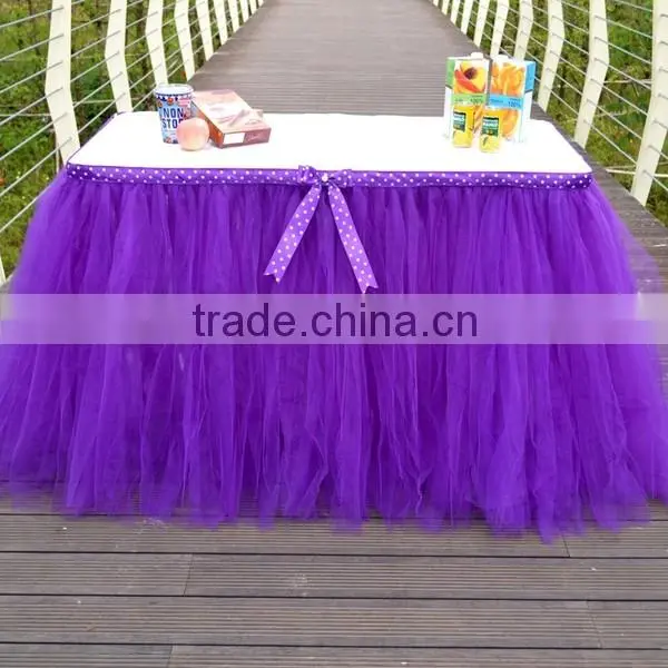 Slumber Party Tutu Tulle Table Skirt Cover Purple SD103