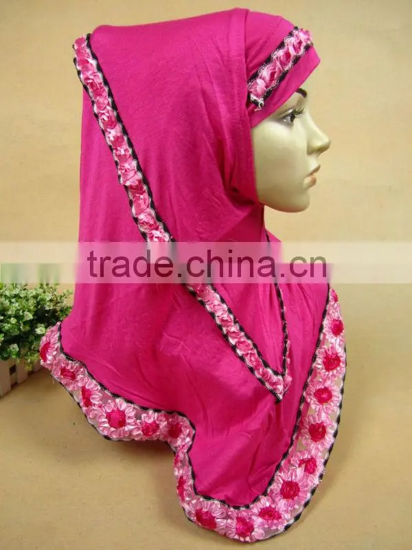 A515 Flower design 2 piece cotton Al- Amira hijabs