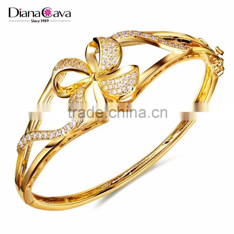 New Chinese Style Jewelry Windmill Shape Best Gift for Women 18K Gold Plated Bangle