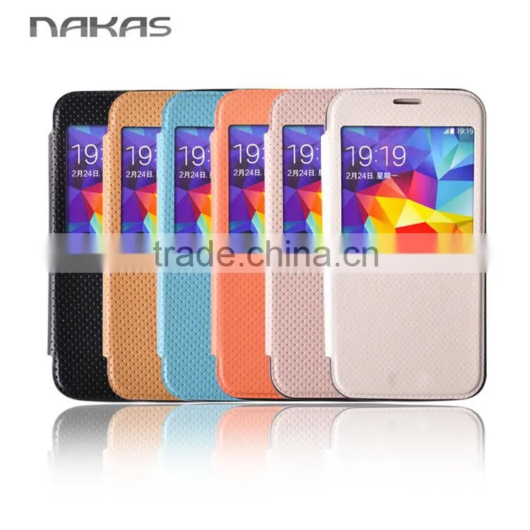 window smart view leather flip phone cover for Samsung galaxy S5