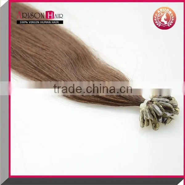 Arisonhair wholesale u-tip hair extensions keratin tipped fusion nail tip brazilian human hair extension 0.8g/1g per strand