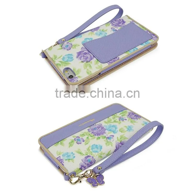 Two-Tone Color PU Leather Cell Phone/Mobile Phone Case/Booklet for iPhone 6/6plus for Lady/Female