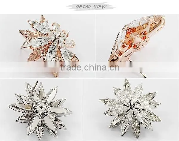 White Crystal Earrings Crystal Flower Rhinestone Stud Rhinestone Flower Earrings