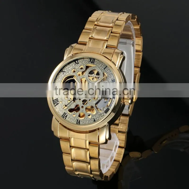 2016 Brand New Gold Watch Custom Logo Automatic Self winding Wrist Watch for Men ZB007