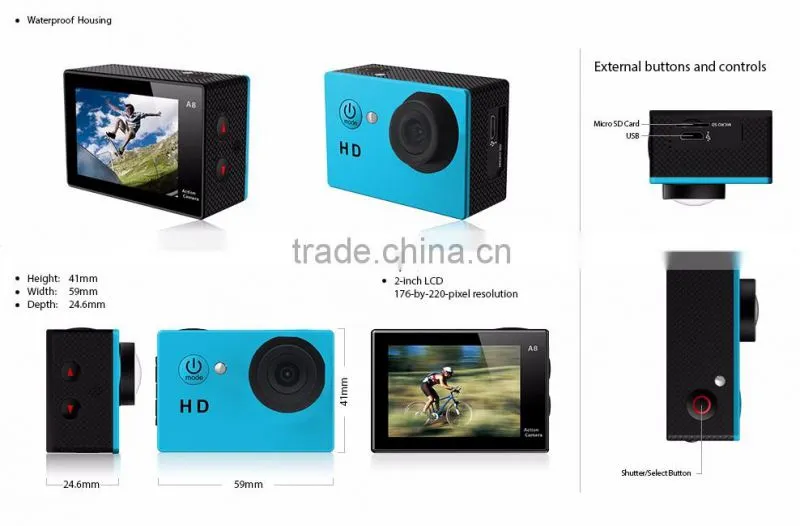 disposable cheap gift waterproof action camera/720p sports camera