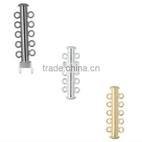 JF1263 Gold plated 2 3 4 5 strands tube slide lock clasps,necklace clasps metal slide clasps