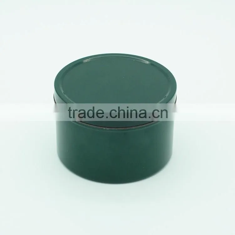 silvery tin scented soy candle with custom sticker