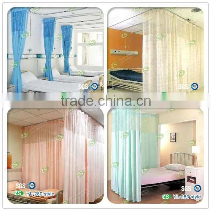 Blue Antibacterial Hospital Partition Bed Disposable Curtain with Mesh