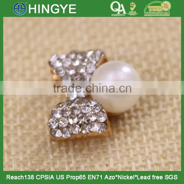 wholesale small rhinestone alloy bow for kids clothing 15775-3