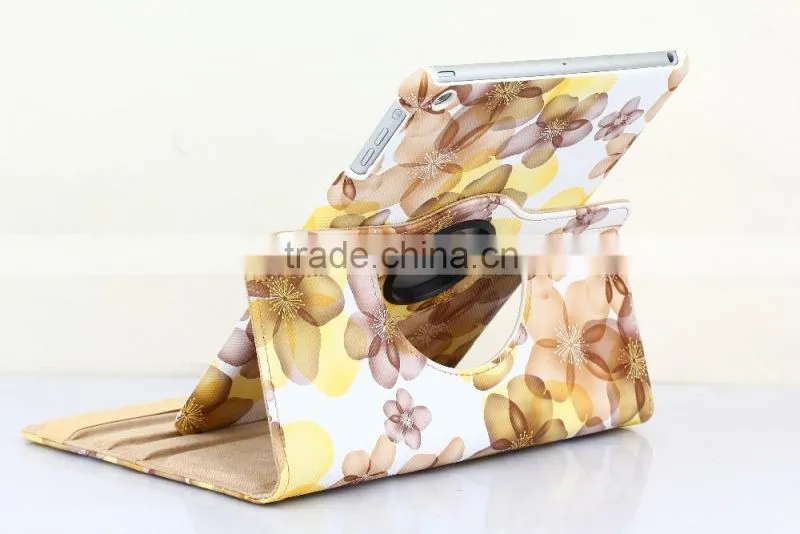 Fashion Peach Flower Series For iPad mini 4 Flip Leather Case 360 Degree Rotation Case TB-0004