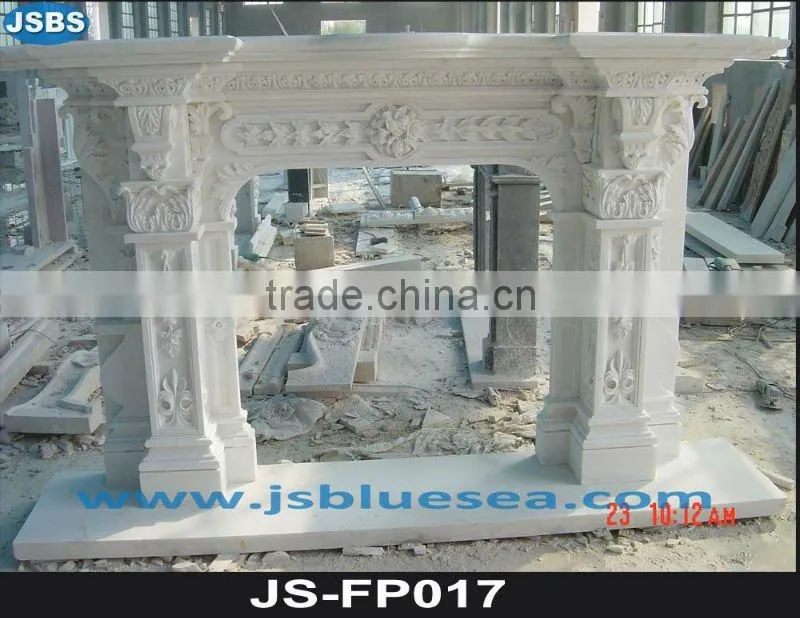 White marble designed fireplace