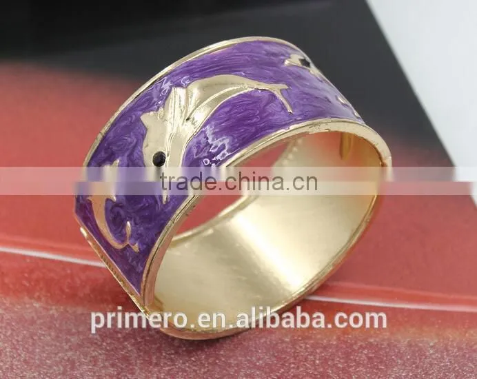 Gypsy Dolphin Gold Color Vintage Enamel Bracelet Bangle Cuff jewelry For Woman