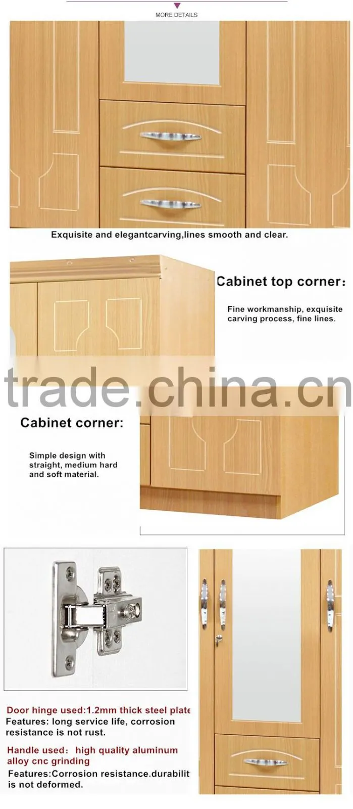 Foshan modern bedroom almirah wardrobe cheap 4 door mdf wood almirah designs in bedroom