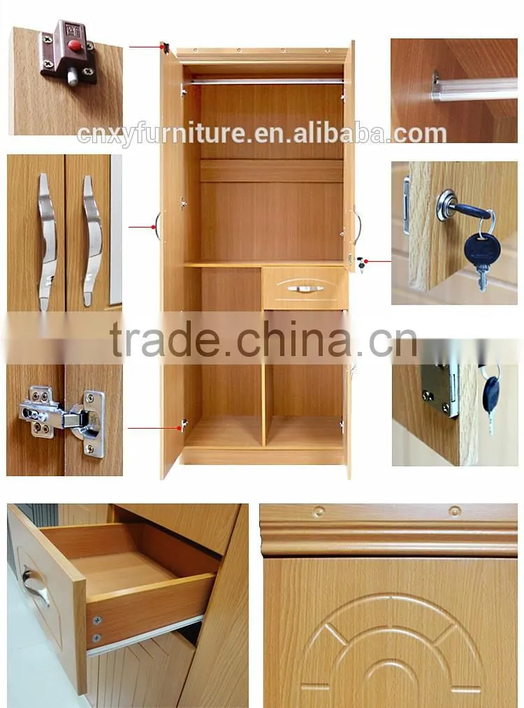 Apartment/dormitory saving space simple design cheap wooden 2 door almirah cabinet