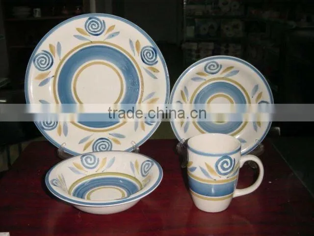 16 pieces glazed ceramic dinnerware,color glazed stoneware dinnerware,stoneware dinnerware set