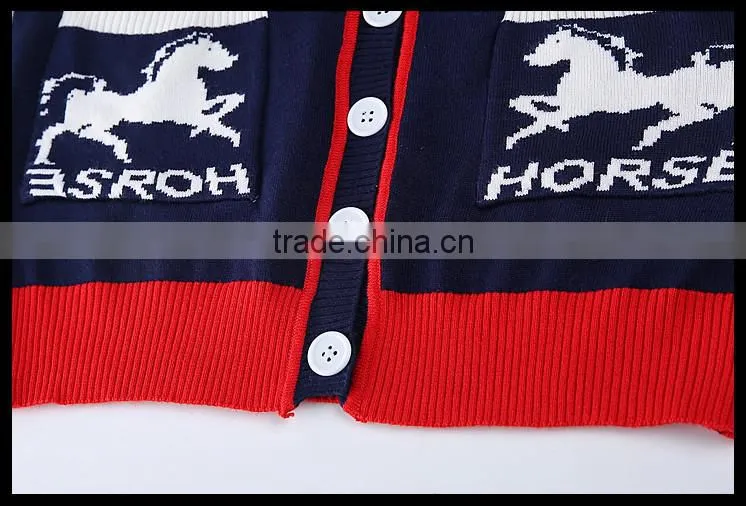 Alibaba China 2014 Whole sale wool autumn cashmere cardigan with horse design