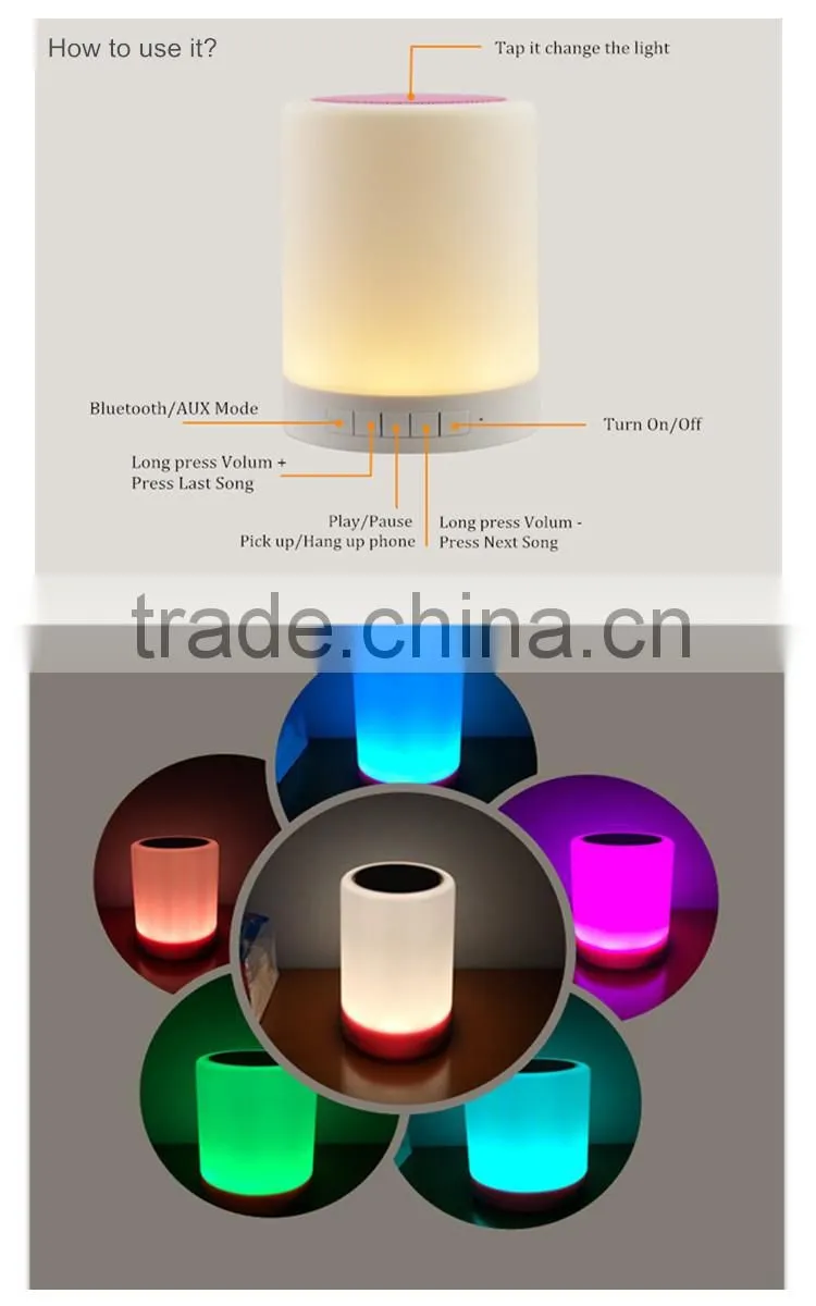 Touch Sensor Portable Mini Bluetooth Speaker Lamp for Computer, Laptop, Phone,TF Card